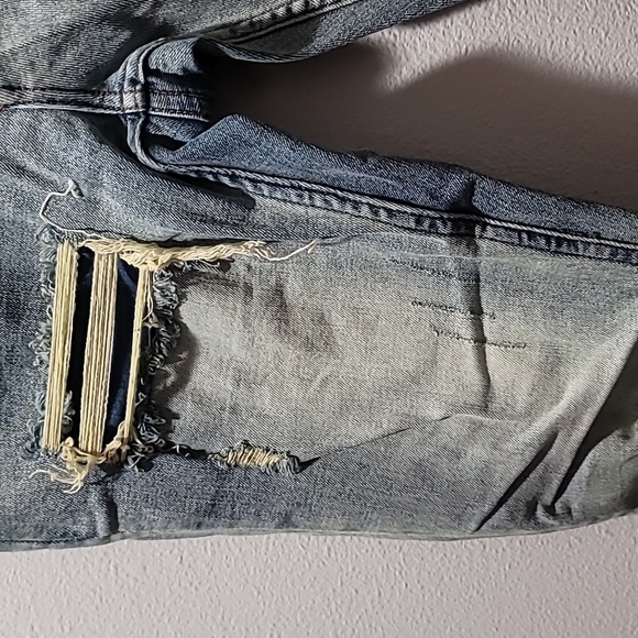 SERENEDE Patchwork Streetwear Earth Tone Serenity Prayer Distressed Skinny Jeans - Picture 14 of 16